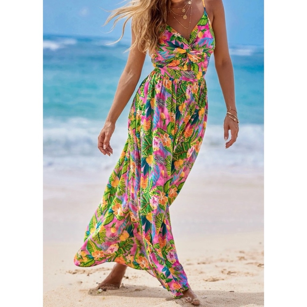 Cupshe Tropical Floral Maxi Dress - Size Large - Picture 5 of 5
